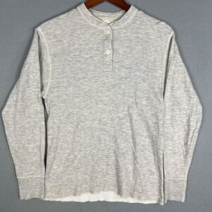 VTG LL Bean River Drivers Shirt Fits Small Henley Gray 1990s Wool Blend USA